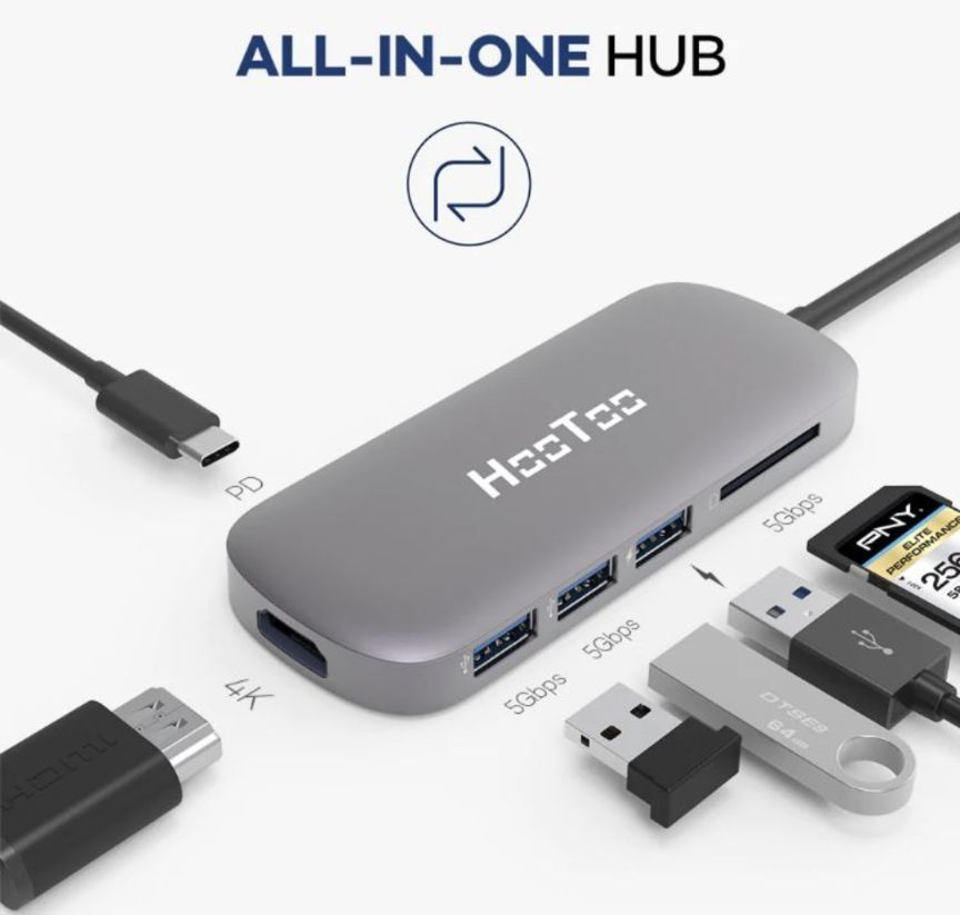 USB-хаб HooToo Shuttle USB 3.1 Type-C Space Hub Grey (HT-UC001SG)