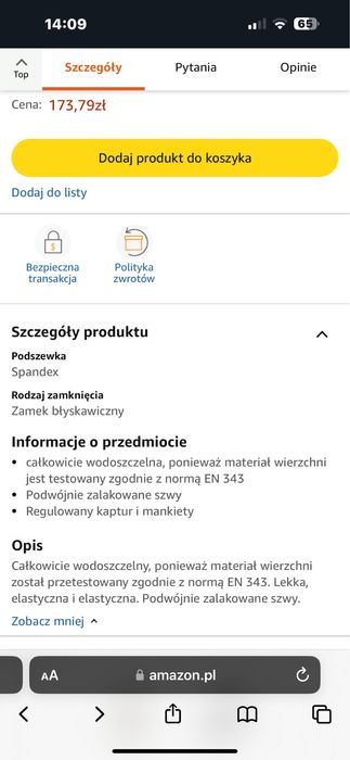 Wodoszczelna kurtka płasz przeciwdeszczowy teXXor rozm L nr 4151 List