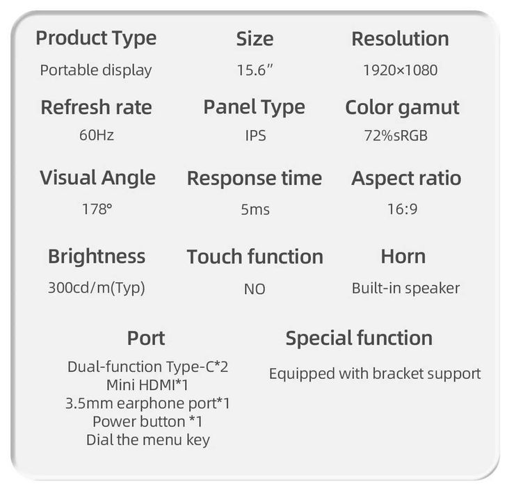 Портативний монітор ZSUS 15,6" (Full-HD, IPS, 60 Hz)