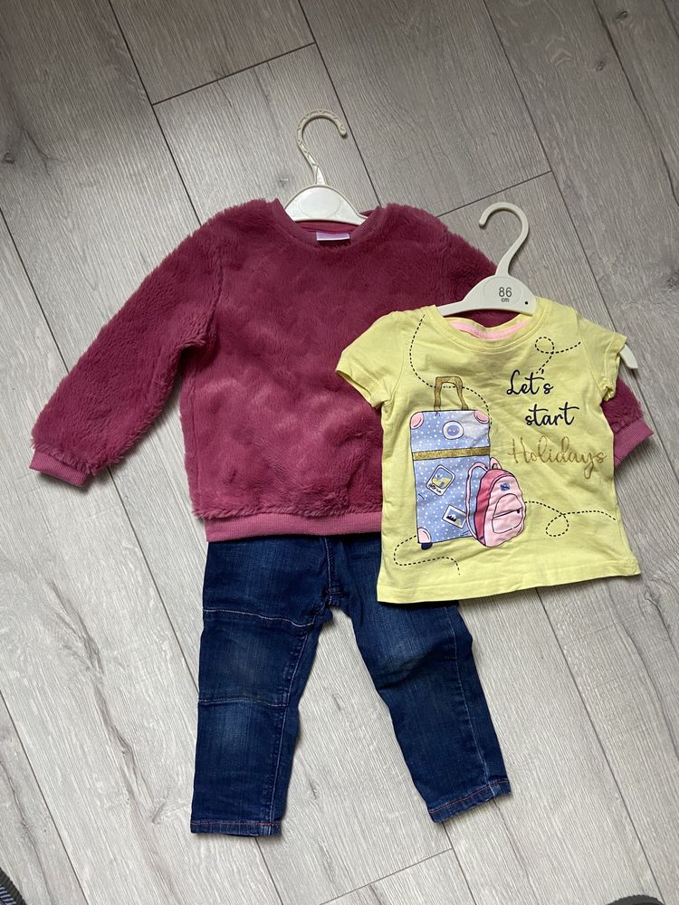 Одяг для дівчинки: светр, футболки, джинси 86 см