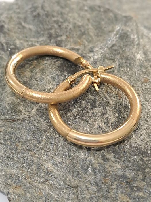 Nowe Złote kolczyki Koła Pr.585 matowo -gładkie 2.6 cm