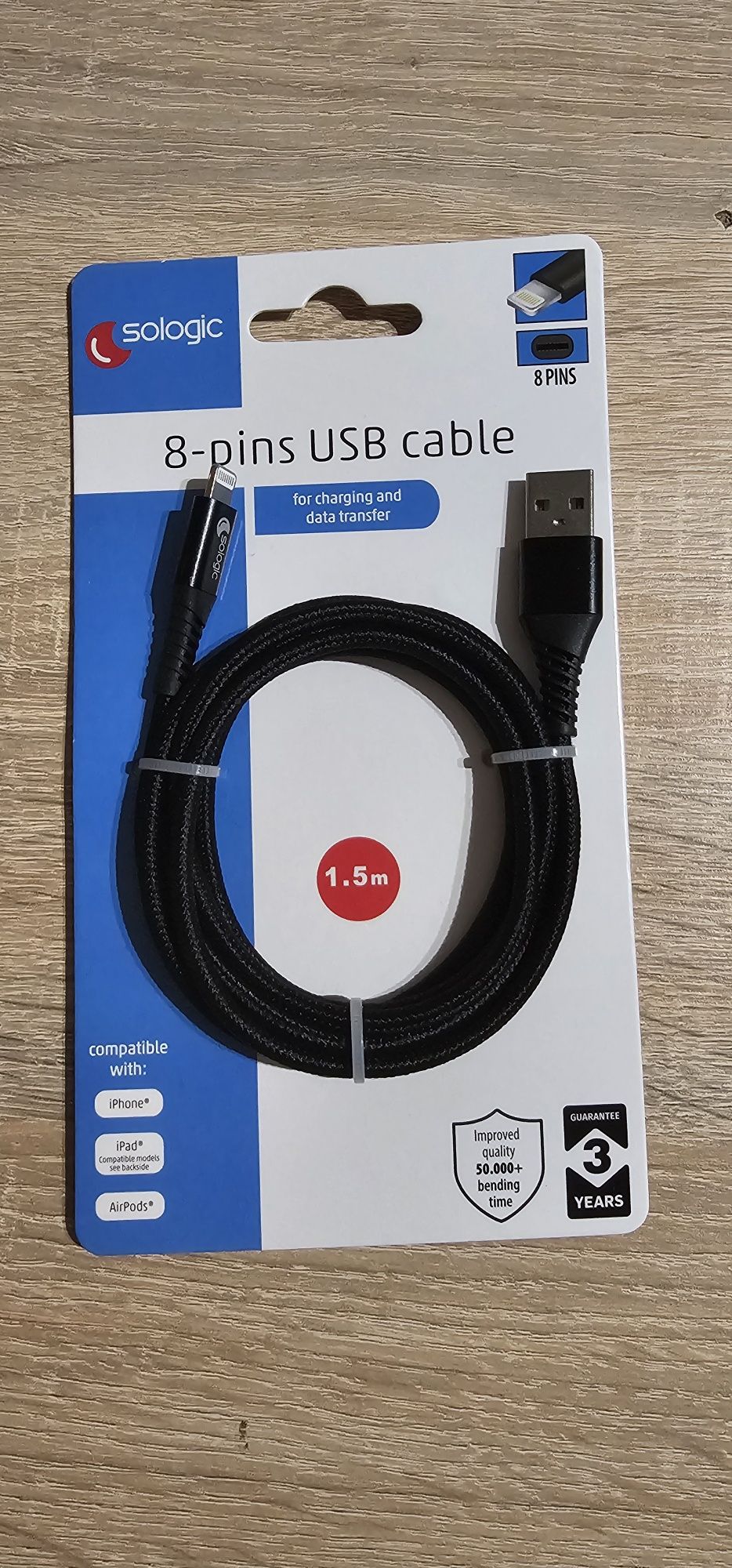 Kabel do iPhone Apple Lightning 1.5metry 8pin do USB Nowy