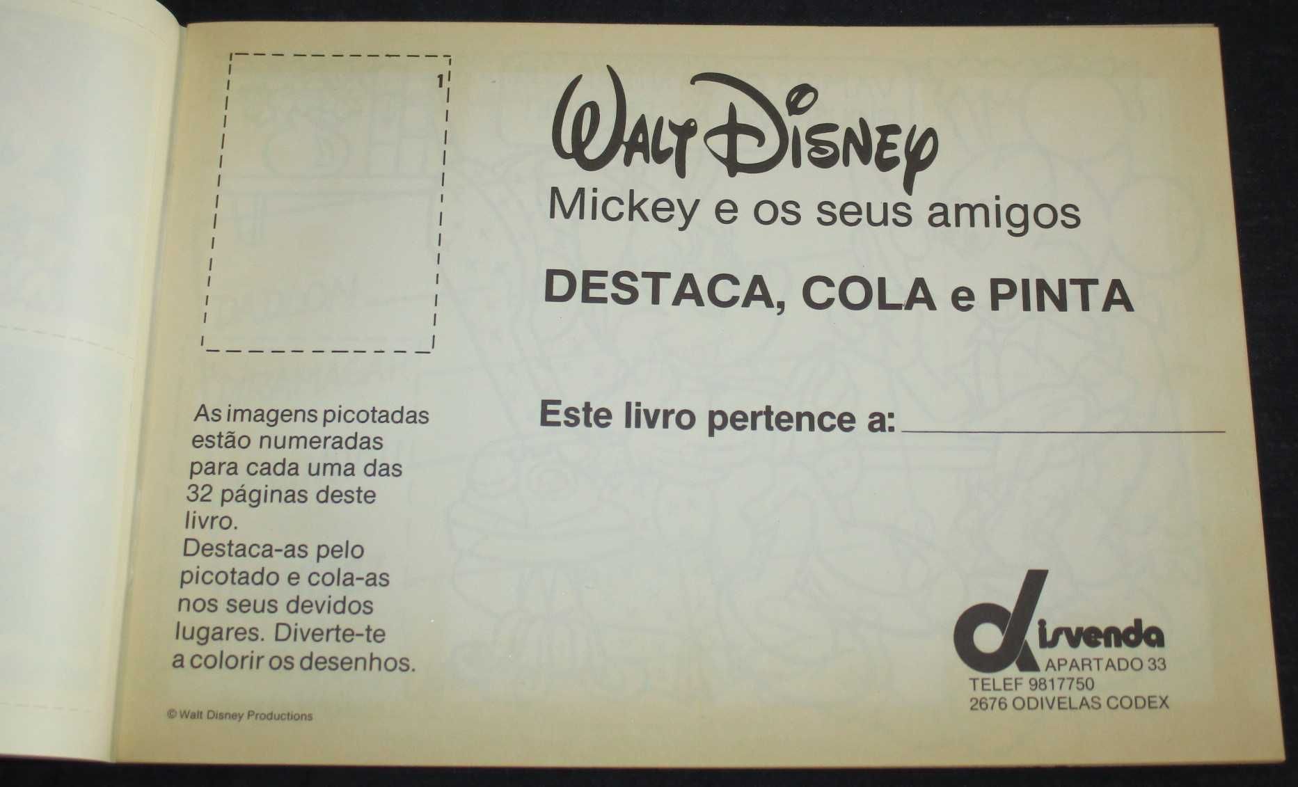 Livro Mickey e os seus amigos Destaca Cola e Pinta Walt Disney