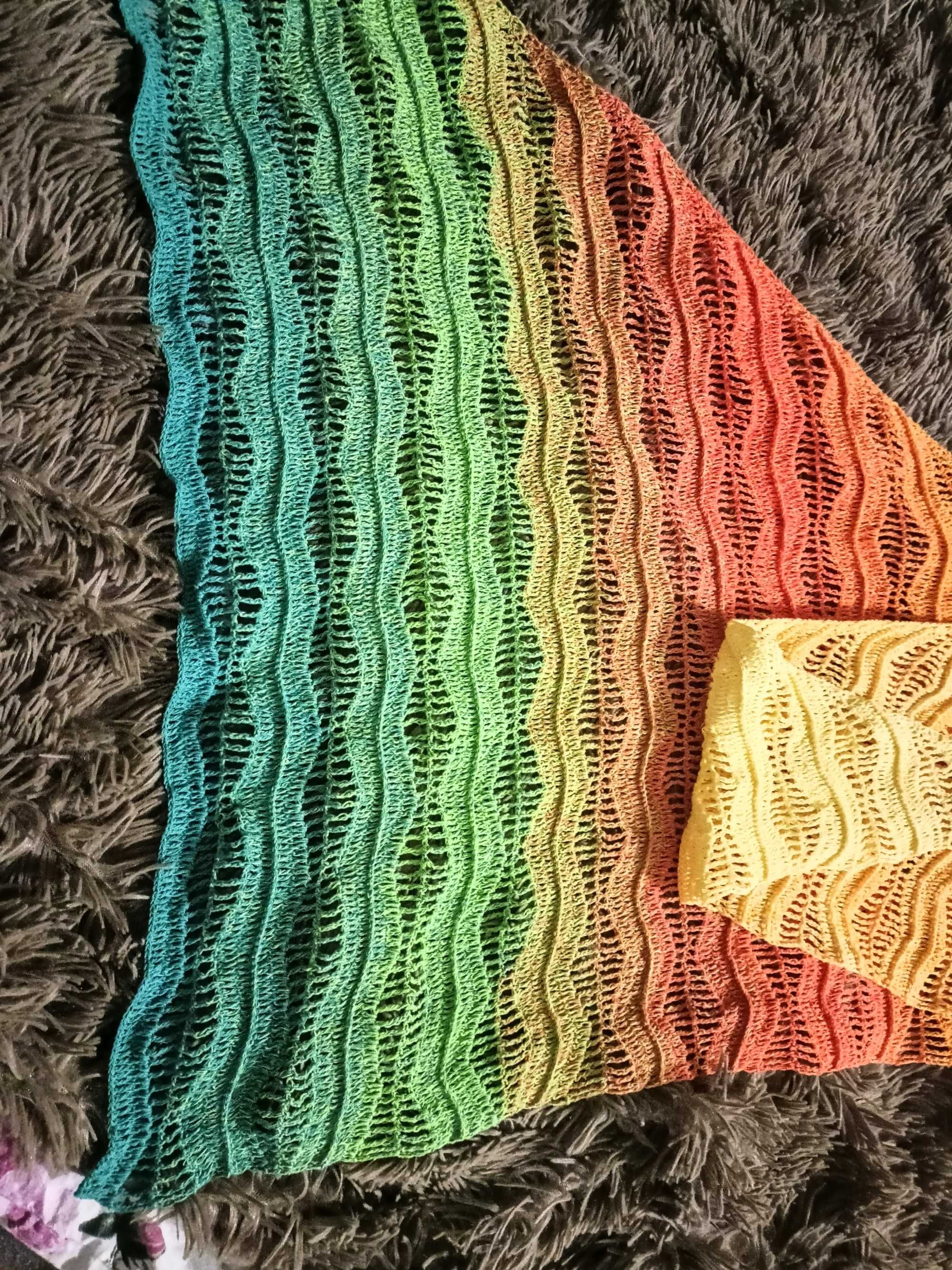 Chusta szalik narzutka handmade rękodzieło ombre