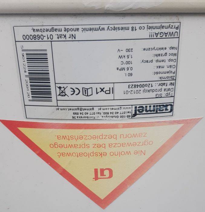 Bojler podgrzewacz wody Galmet 60 l