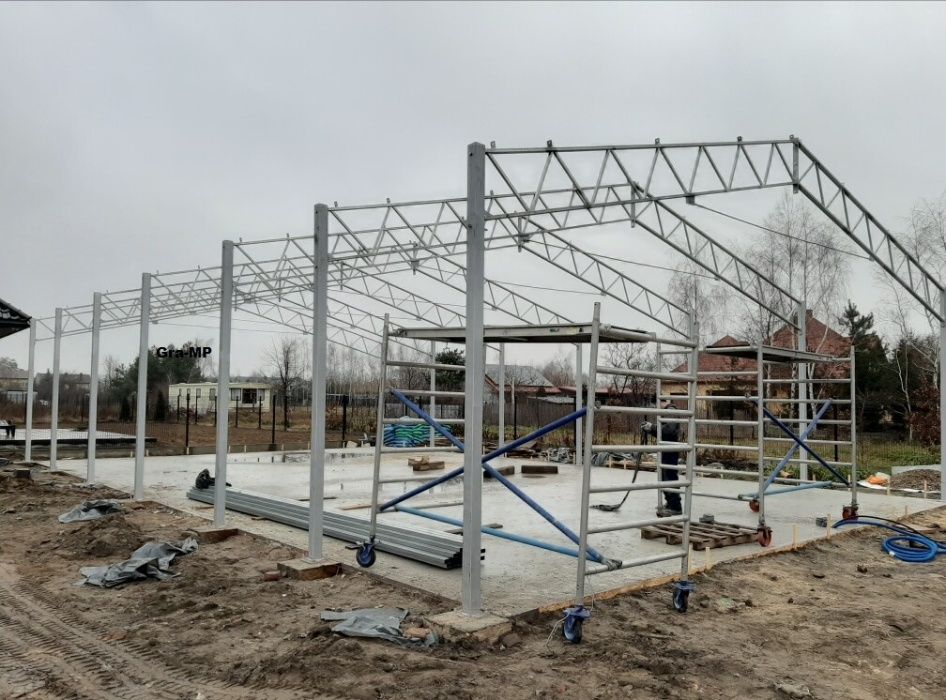 NOWA - KONSTRUKCJA 12x20m Garaż Wiata Skręcana Ocynkowana Magazyn Hala