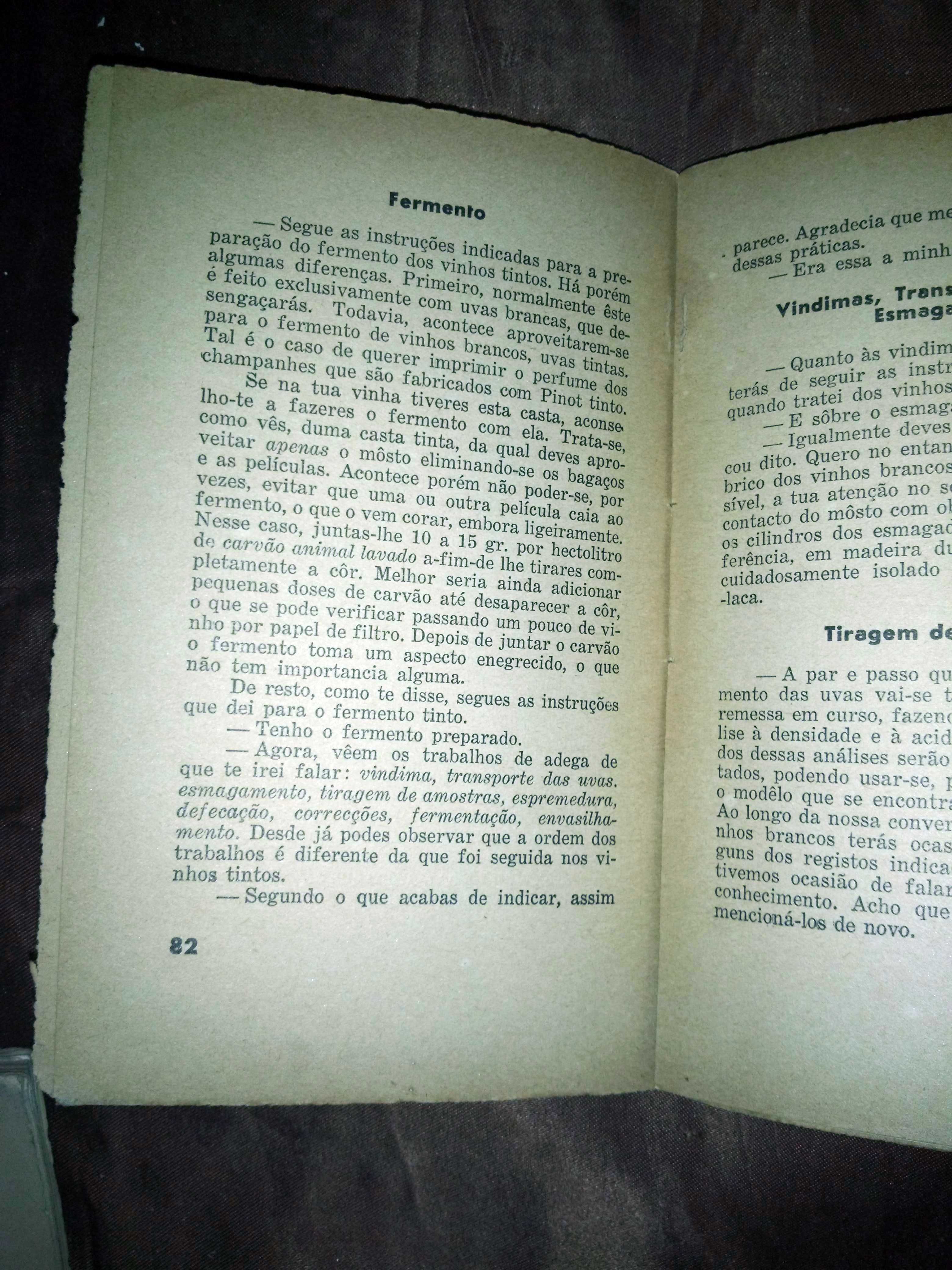 Noções sobre o fabrico do vinho de pasto - Ano de 1936