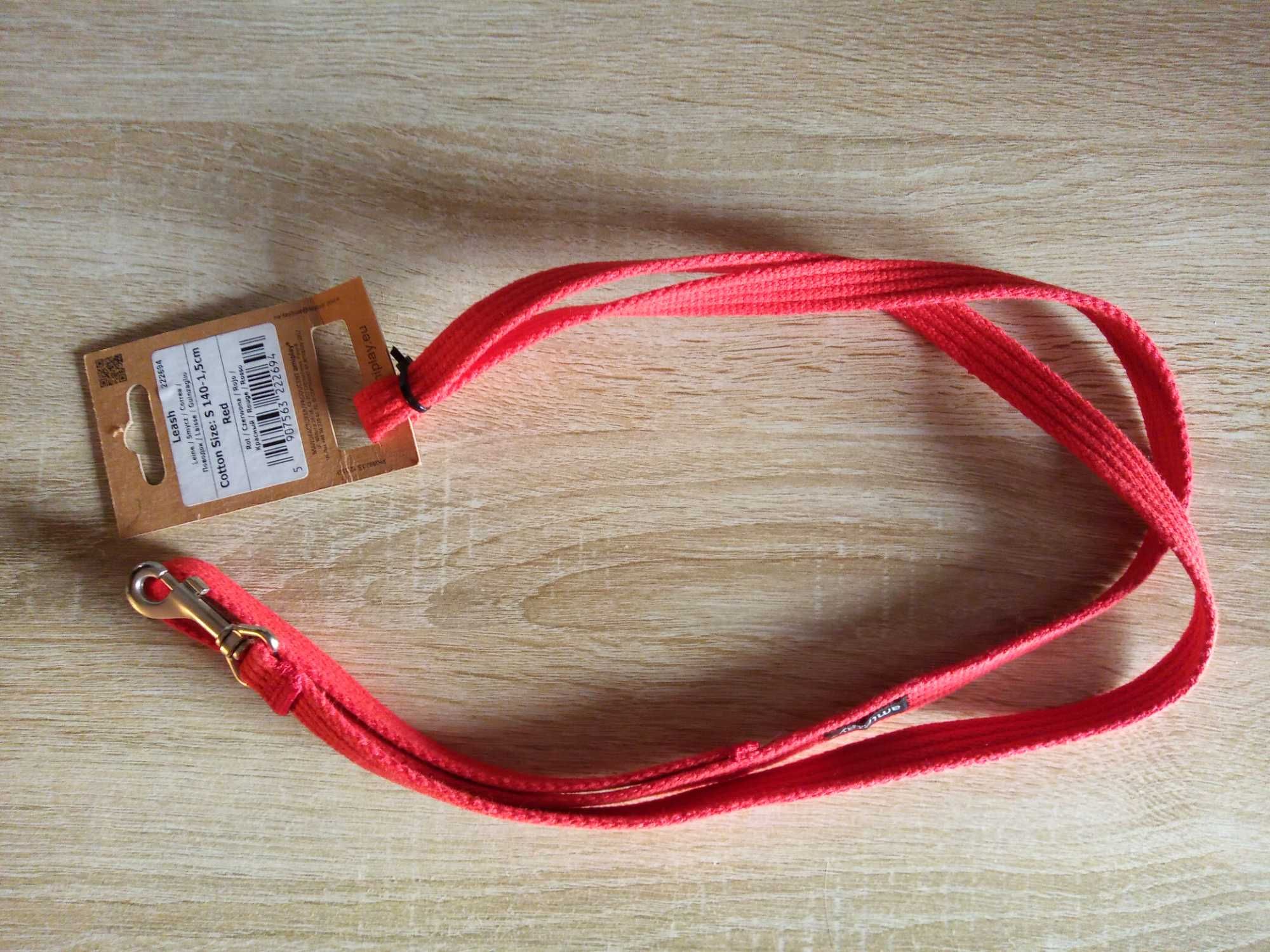 amiplay Smycz Cotton S 140 cm 1,5 cm czerwona -50%