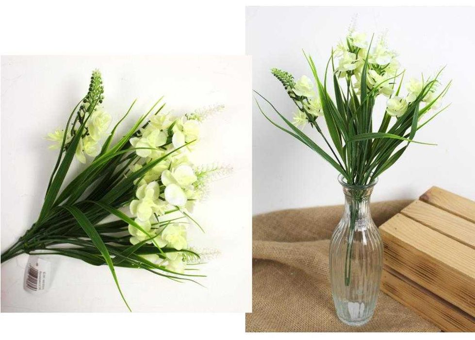 Bukiet sztuczny 5gał. 34cm łubin z trawą do stroików kompozycji