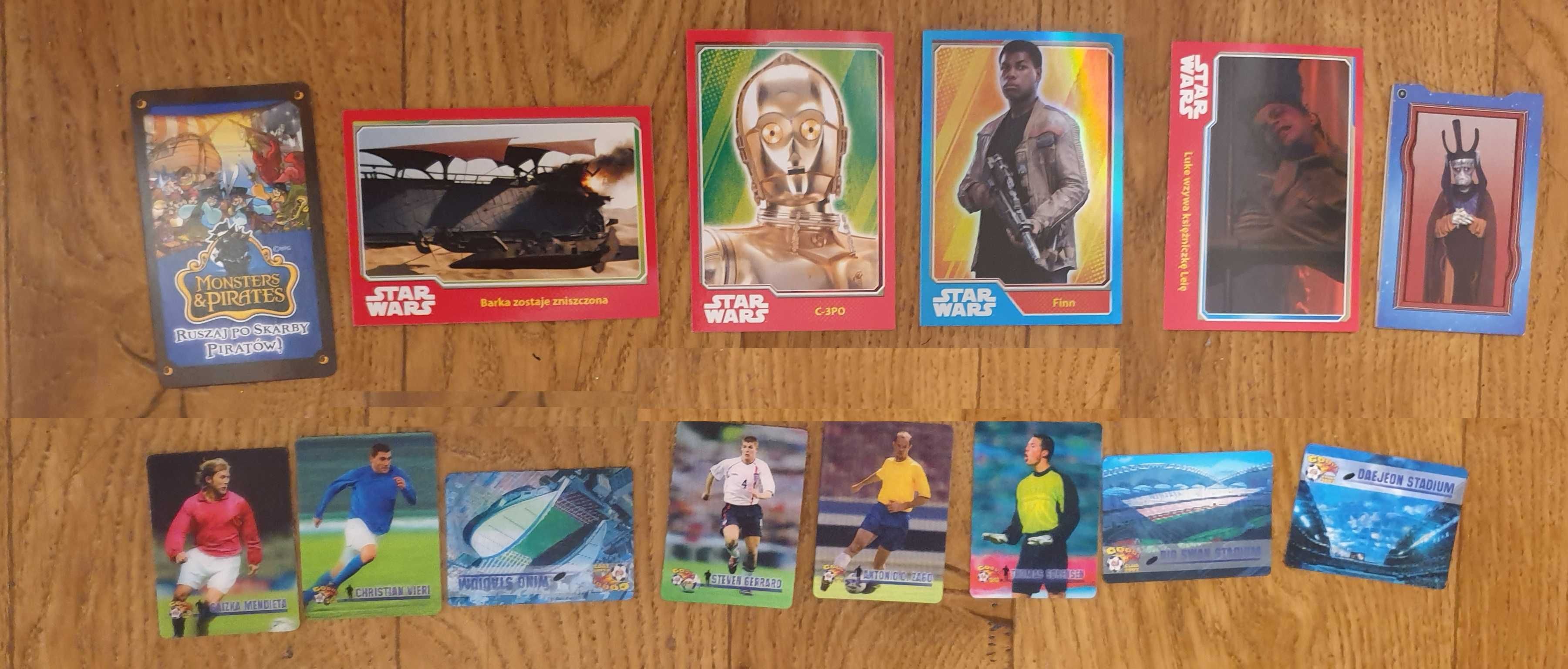 Żetony, karty Star Wars, żetony Star Foods, piłkarze Tazos (36 sztuk)