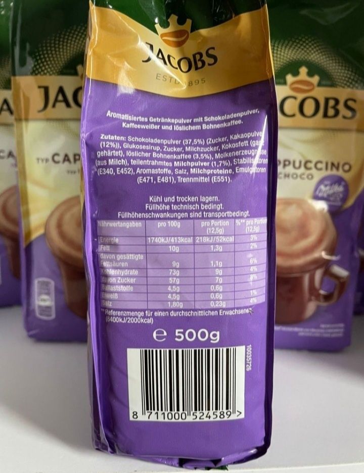 Jacobs Milka Cappuccino czekoladowa 500 gram z Niemiec 3 sztuki