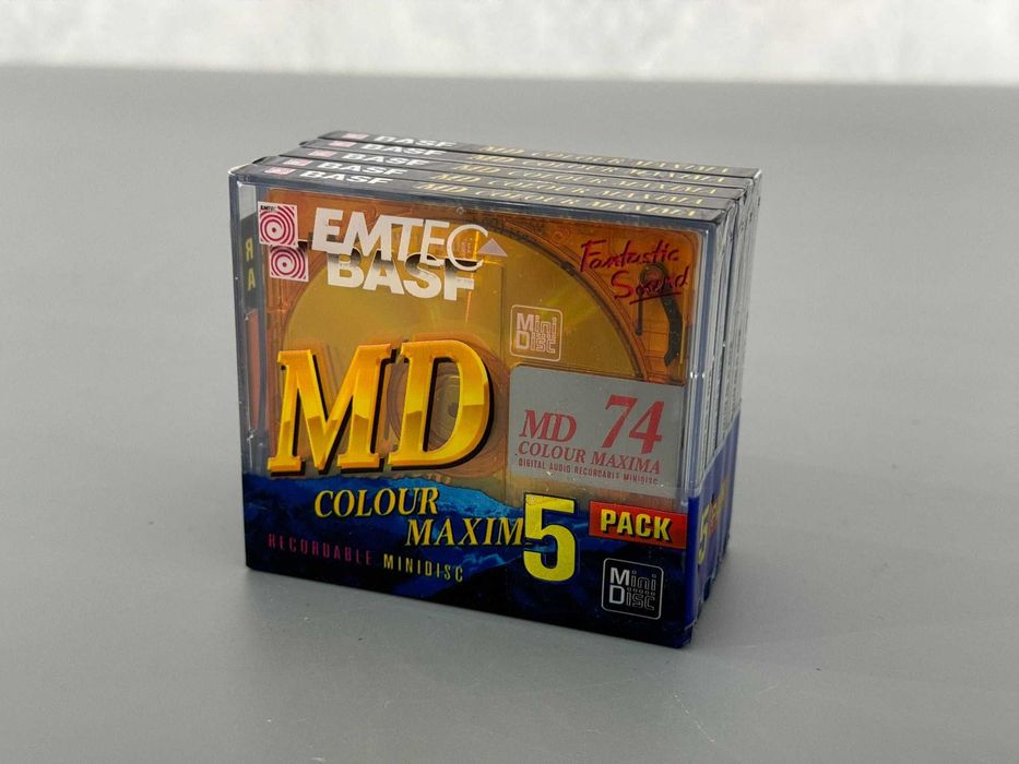 Zestaw 5x Czysty MiniDisc BASF Emtec Colour Maxima MD 74 min