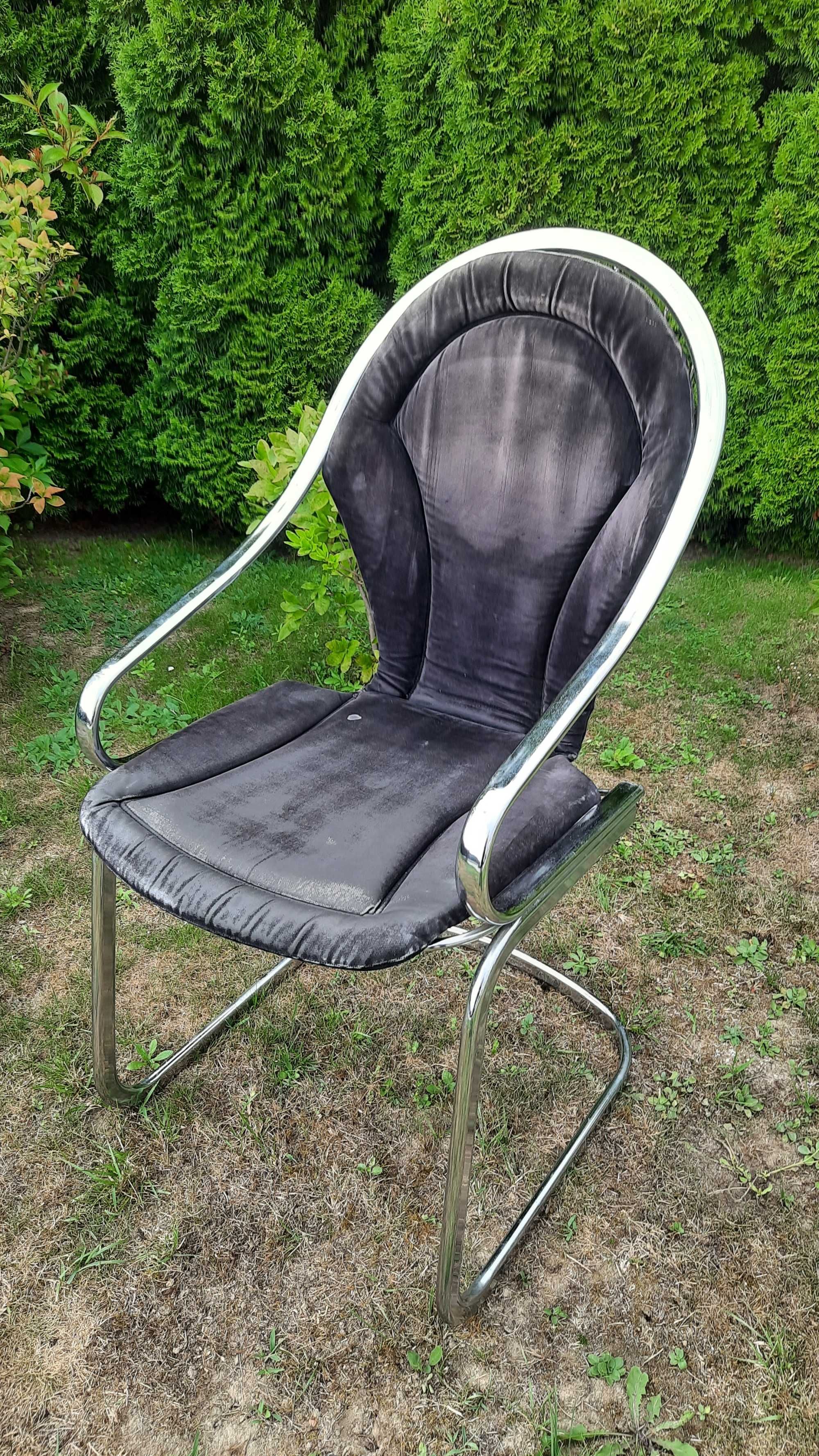 Komplet 4 krzeseł chromowanych - Gastone Rinaldi- lata 70