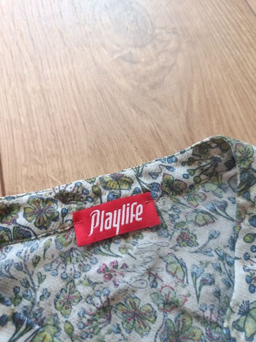 Playlife XS/S koszula damska w kwiaty zielona