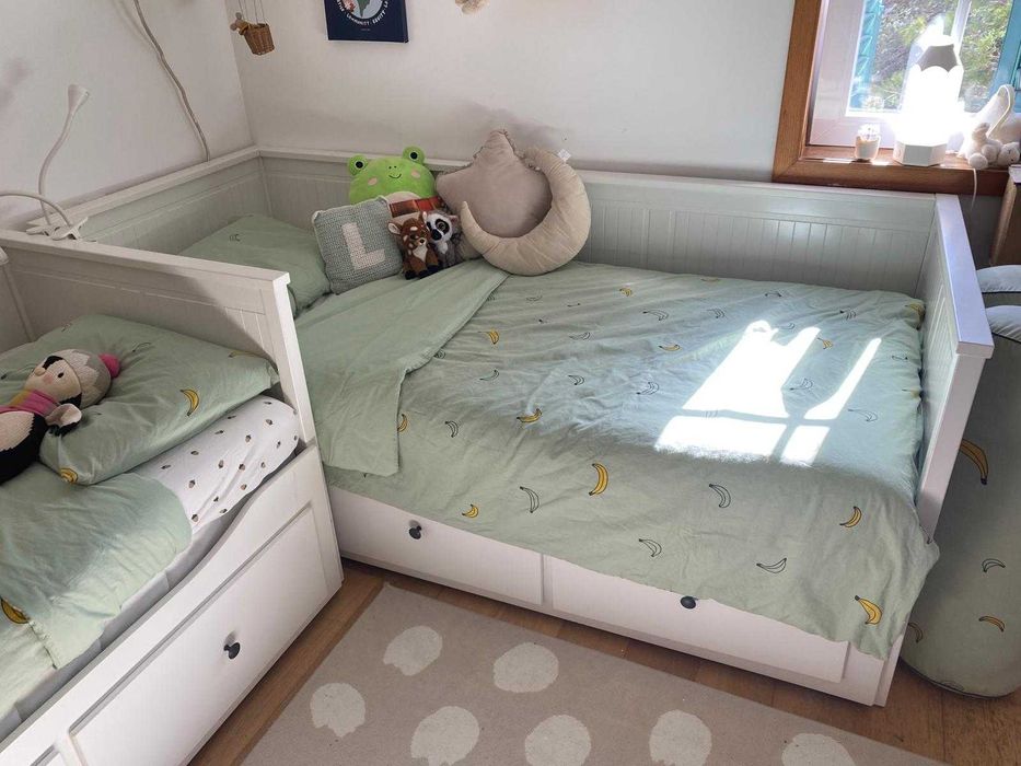 Cama IKEA indiv/dupla c/3 gav, branco, 80x200 cm