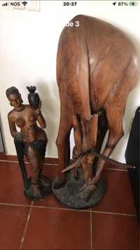 Estatueta Africana Madeira Maciça