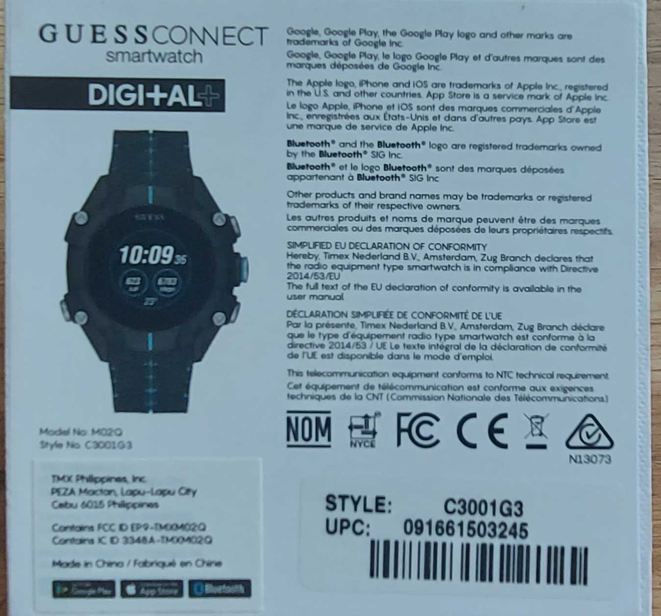 smartwatch guess c3001g3