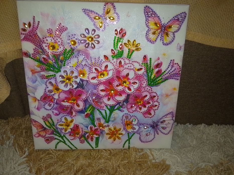 Яскраві квіти картина з алмазної мозаїки ручна робота