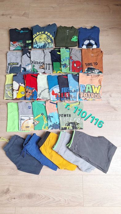 Paka/zestaw ubrań bluzy, tshirty, bluzki, spodnie r. 110/116