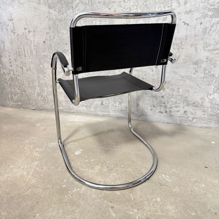 Fotel Bauhaus Marcel Breuer / Mart Stam – chrom, skóra, Made in Italy