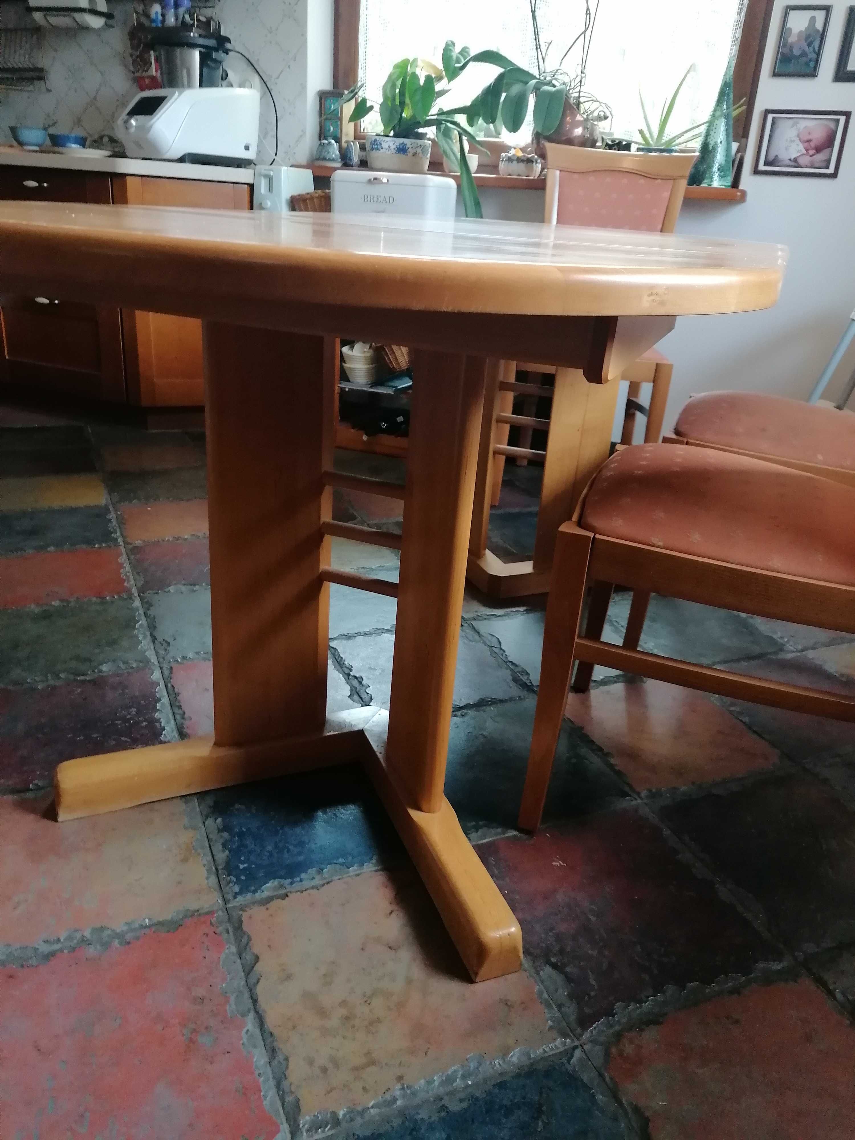 Stół owalny, drewniany, rozkładany  90 x 130/180/230 z 6 krzesłami