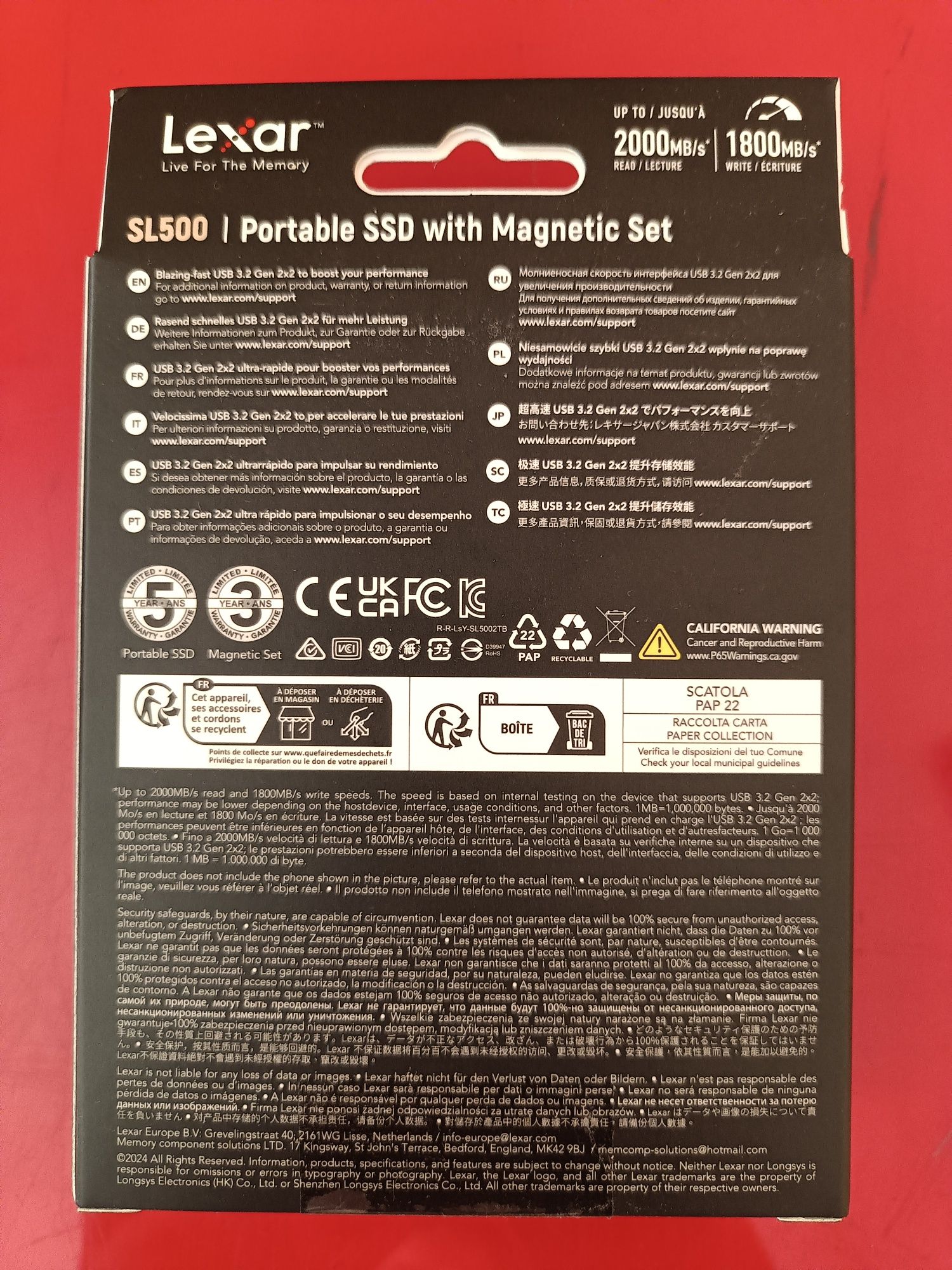 Lexar professional 1TB 2000mb/s USB 3.2 gen 2x2 sl500