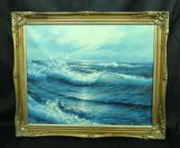 Картина Море холст масло живопись художник W. Hirst Англия рама дерево