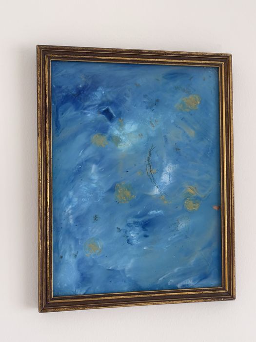 Quadro Abstrato Fluid Art acrilico por vazamento