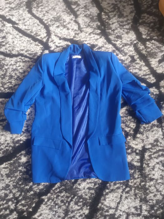 Garnitur damski chabrowy ze spodniami roz M