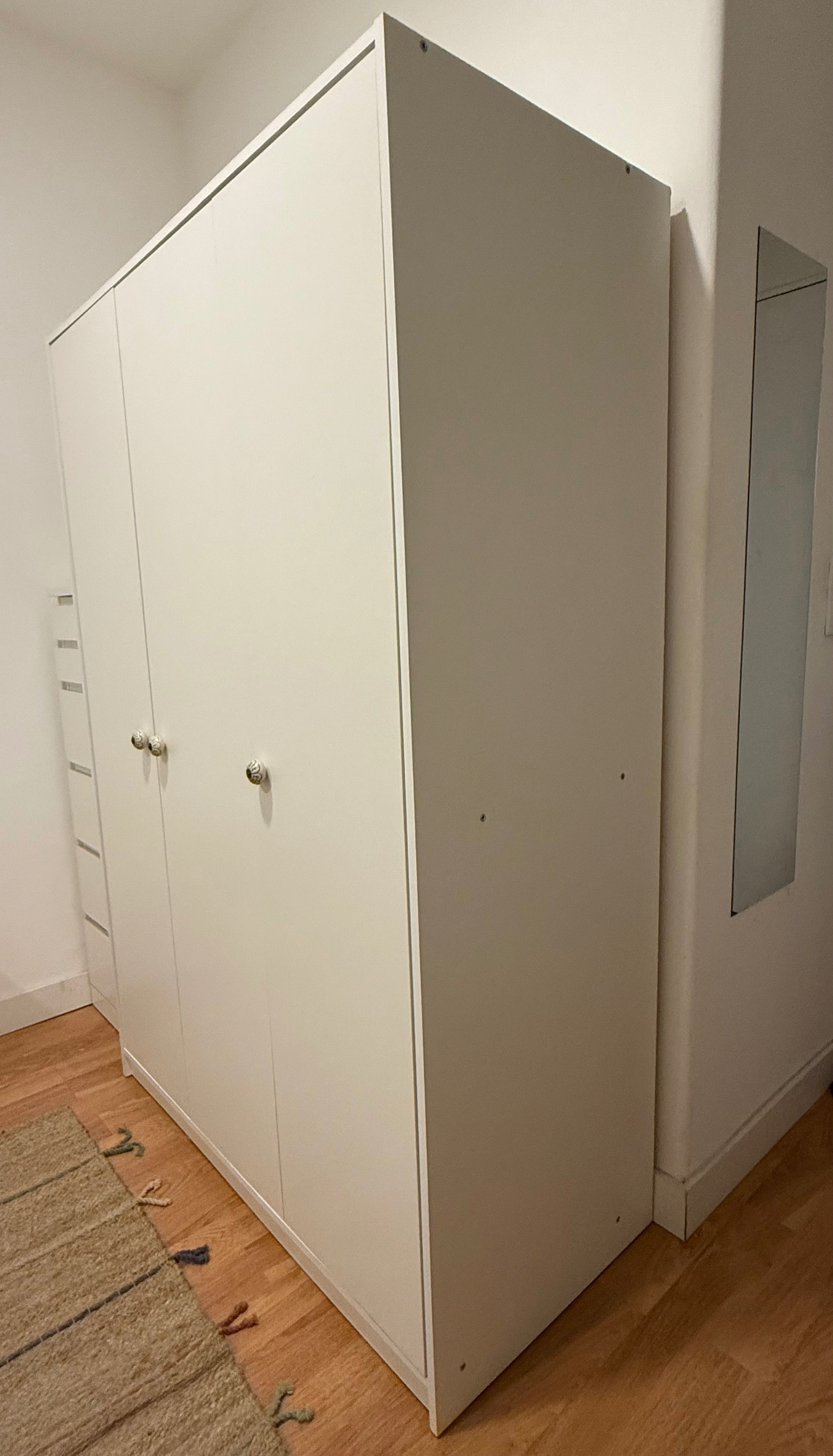 Roupeiro c/3 portas, branco, 117x176 cm
