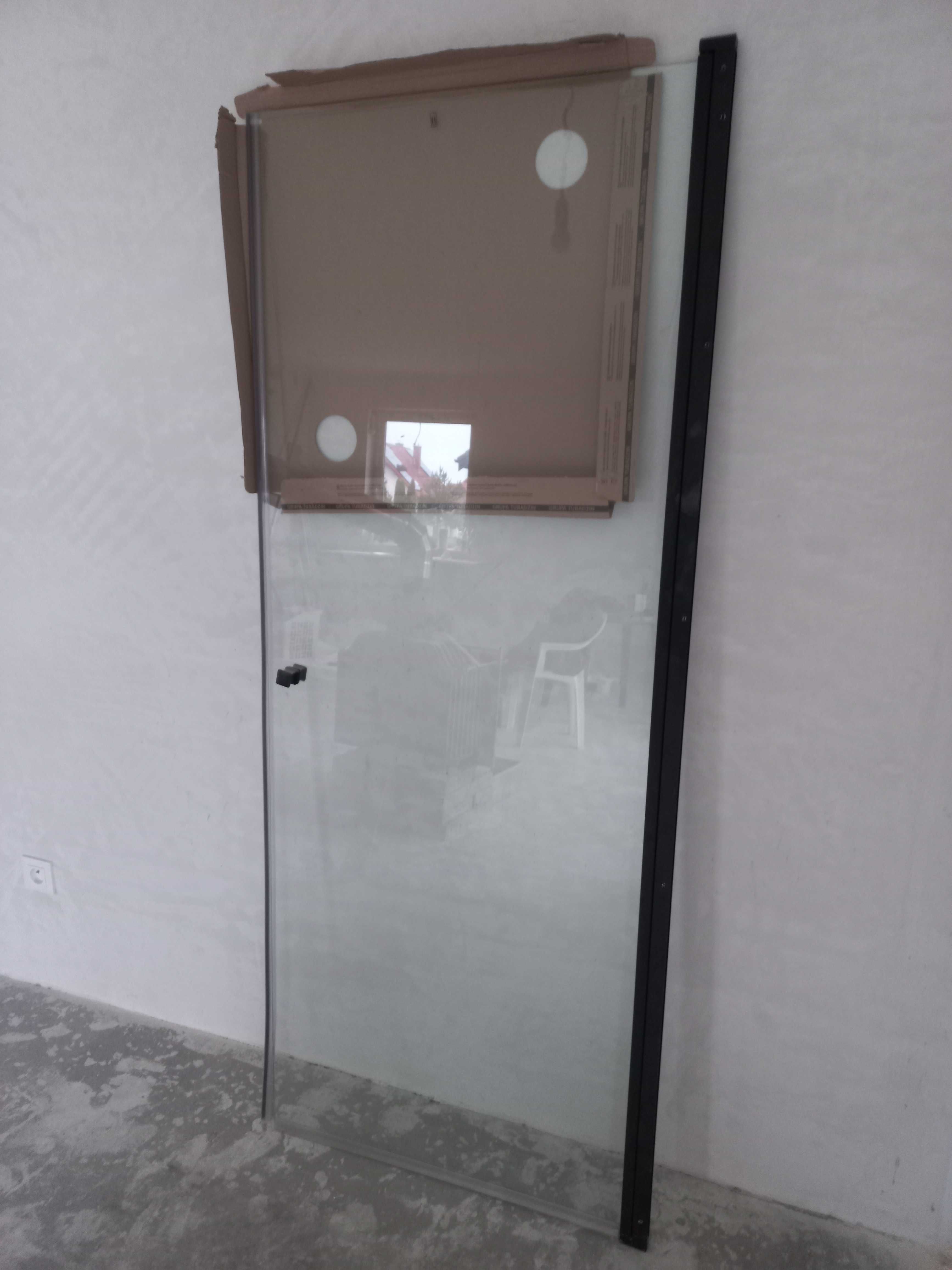 Drzwi szklane 190cm x 75cm rozwierane ścianka prysznicowa loftowe
