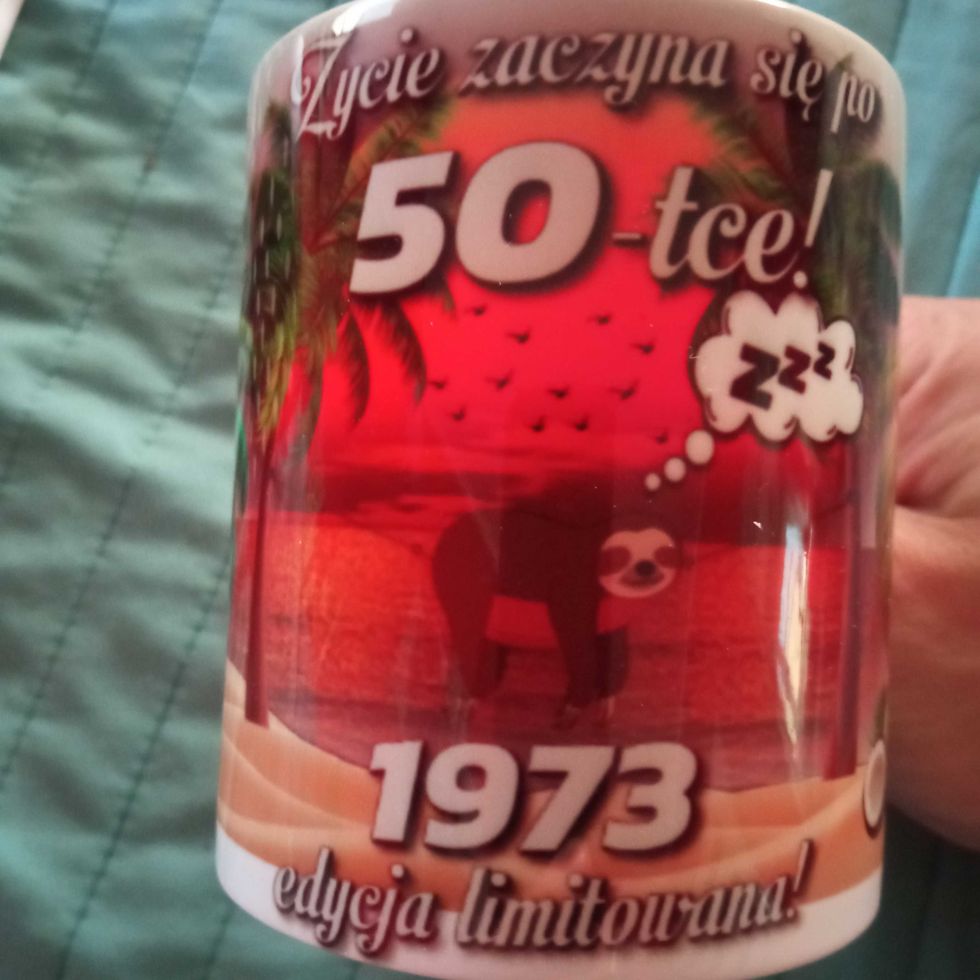 50 urodziny poduszka i kubek-prezent