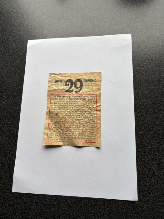 Stara kartka z kalendarza 1926 roku.