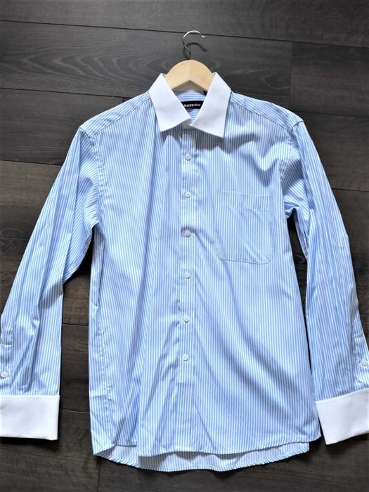 Koszula biało niebieska z mankietami na spinki S/ M
