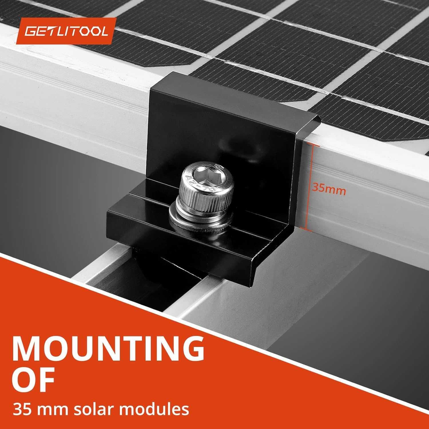 Uchwyt do modułu solarnego, zacisk końcowy 35 mm,zestaw do 10szt spm80