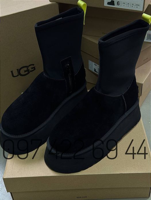 UGG CLASSIC DIPPER Black /Chestnut Жіночі Уггі на Платформі
