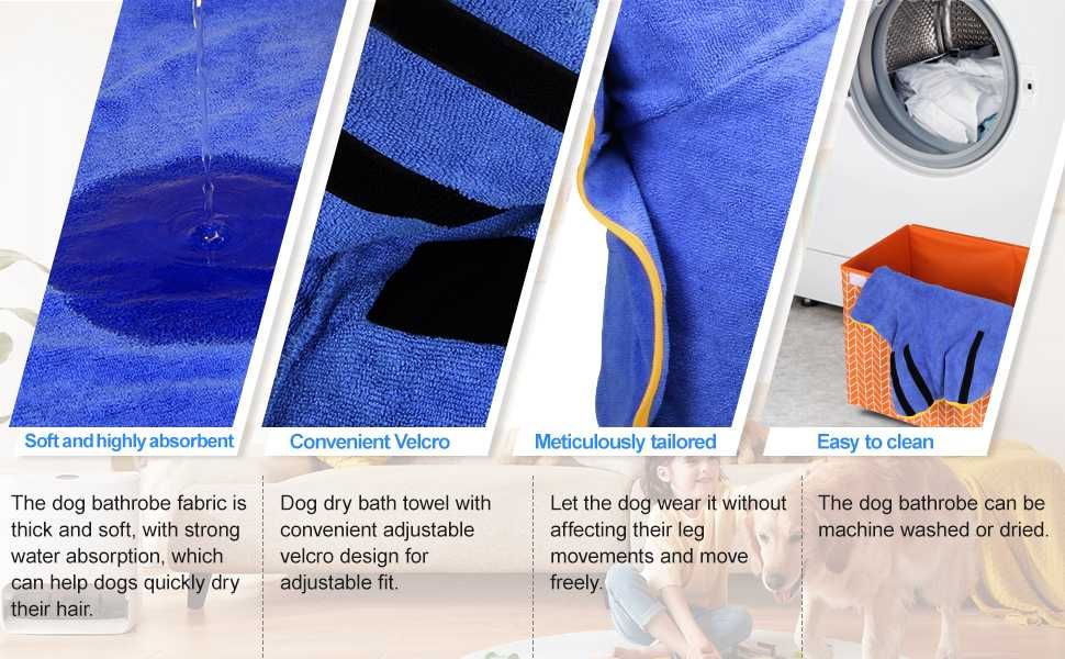 Ręcznik kąpielowy szlafrok dla psa M AovYoo shih tzu mops szpic