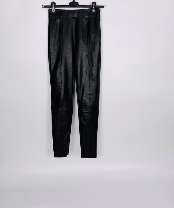 Czarne legginsy z eko skóry XS 34 Topshop