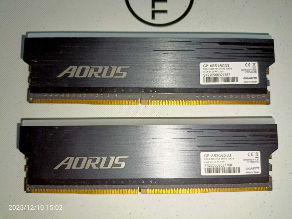 Gigabyte AORUS RGB 16GB DDR4-3333 2x8GB - jak nowe!