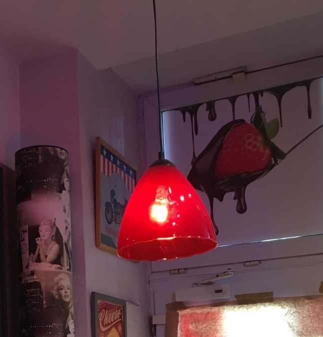 2 Klosze czerwone stożek do lampy wiszącej szklany