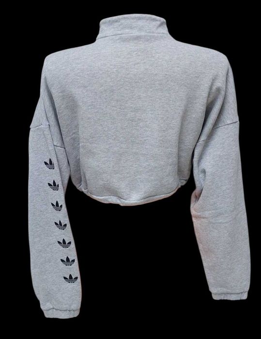 Szara bawełniana krótka bluza ze ściągaczem ADIDAS ORIGINALS, R. S