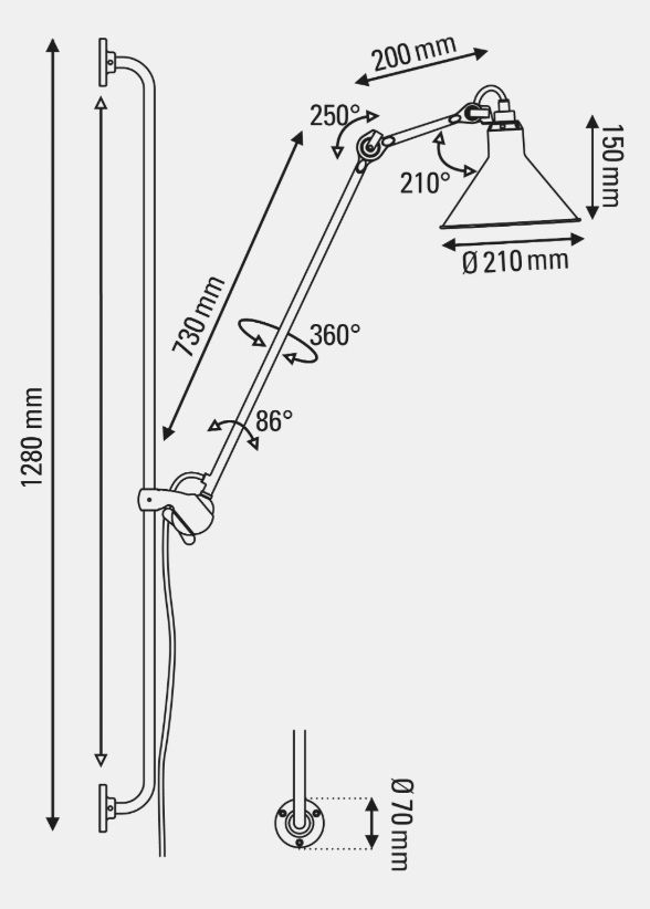 Lampe Gras N°214 wall lamp by Bernard-Albin Gras