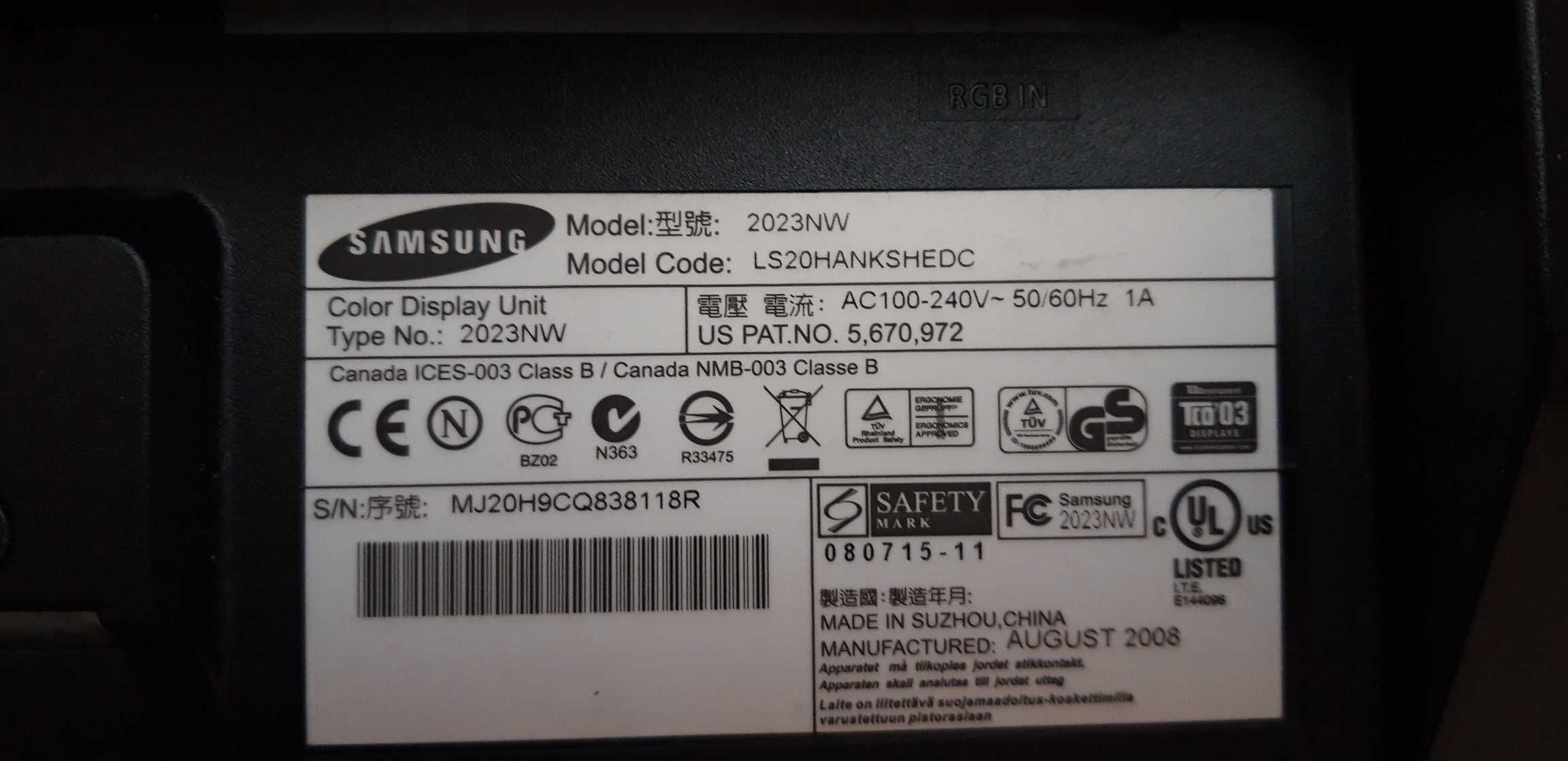 Monitor Samsung 2023NW