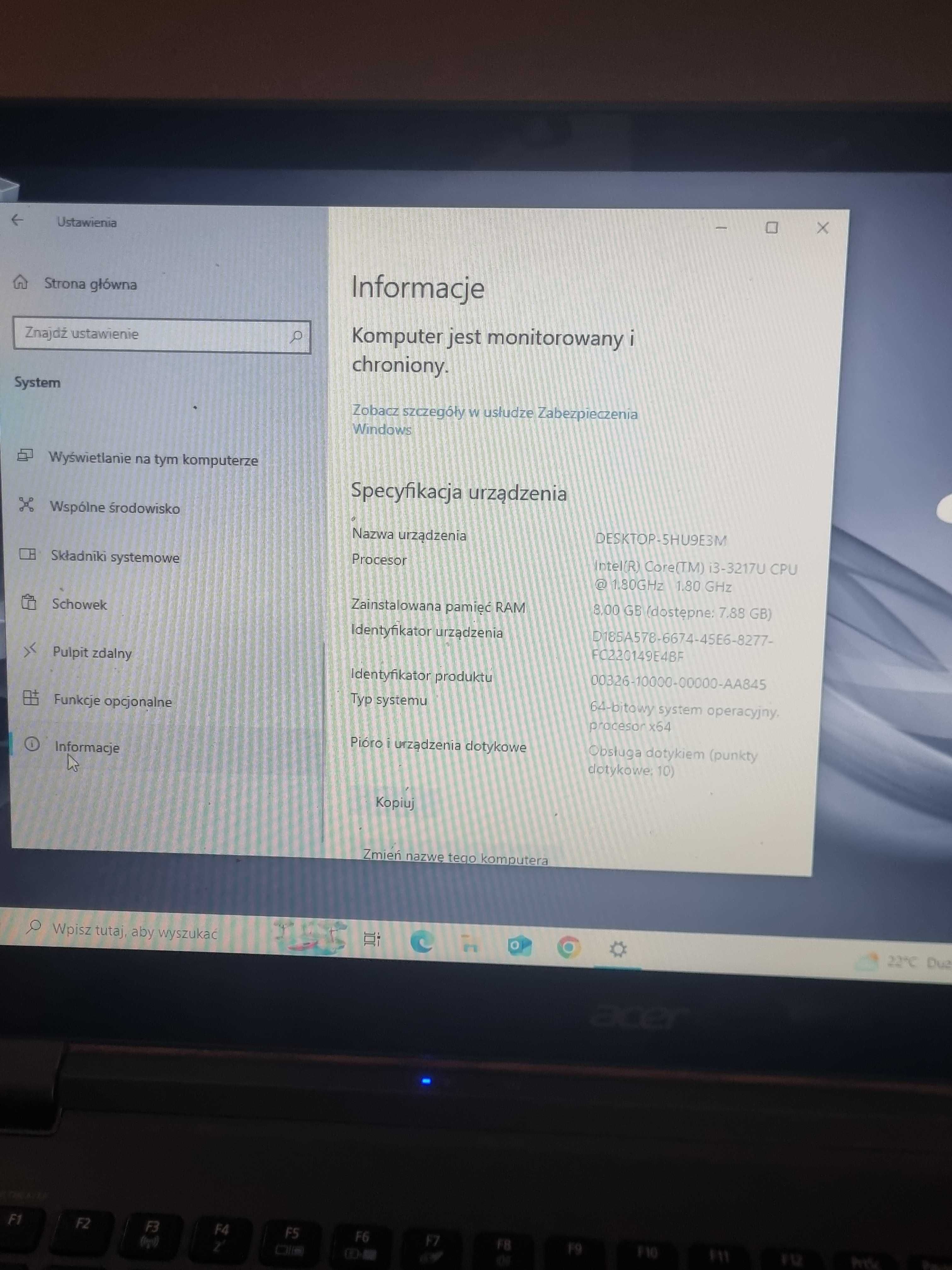 Laptop Acer Aspire V5 - 572P ZRK intel i3 8Gb Ram SSd128Gb