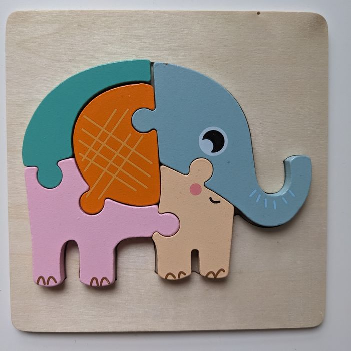 Drewniane puzzle słonik Montessori