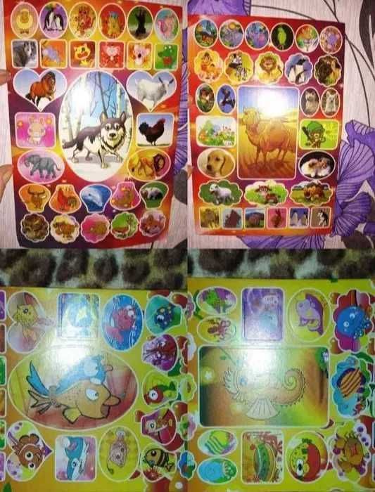 Наліпки паперові смайлы смайлики наклейки тварини транспорт ЛИСТ