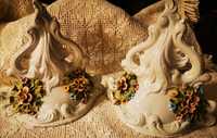 Porcelana V. Bossano Itália 2 Peanhas/Mísula antiguidade