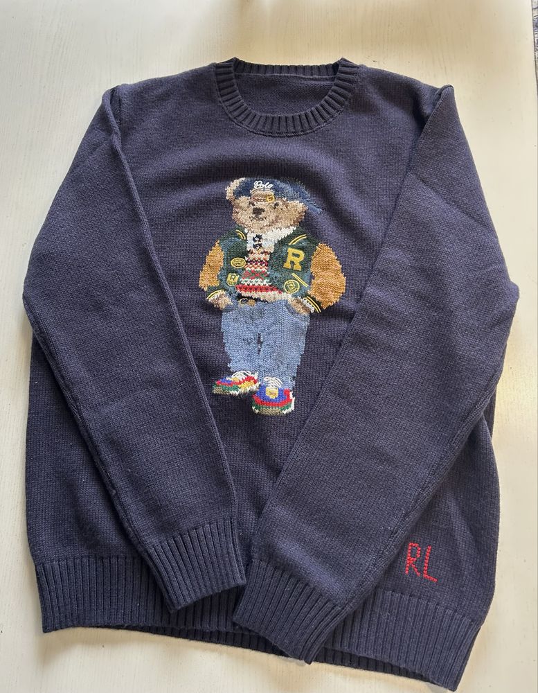 seeter polo ralph lauren miś bear niebieski stylowy męski