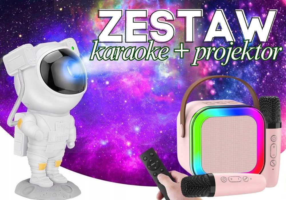 ZESTAW Projektor Astronauta + głośnik i mikrofon KARAOKE do wyboru