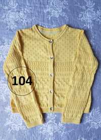 104 Mothercare BDB+ żółty ażurowy sweterek sweter dla dziewczynki